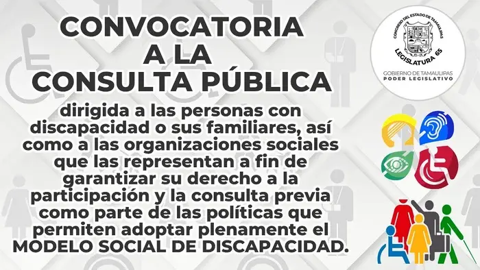 Convocatoria a la Consulta Pública dirigida a las personas con discapacidad o sus familiares, así como a las organizaciones sociales que las representan
